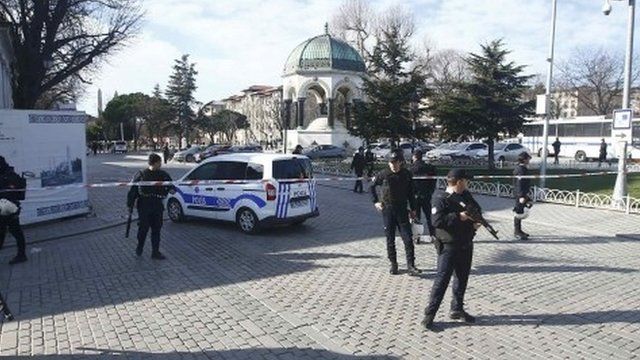 Police in Istanbul following blast