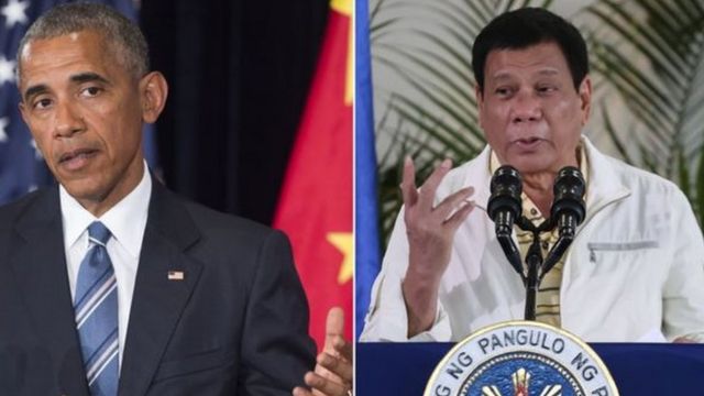 O presidente dos EUA, Barack Obama, e o filipino Rodrigo Duterte