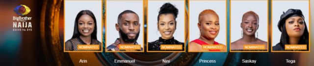 Big Brother Naija 2021 housemates eviction nomination: Arin, Emmanuel, Ninin, Princess, Saskay, Tega dey up for eviction