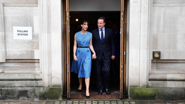 David Cameron with his wife