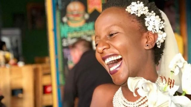 Lulu Jemimah in her bridalwear on the day she married herself