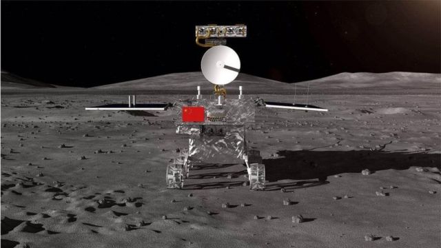 Foto Chang'e-4 rover Nke ụlọntaakụkọ China weputere