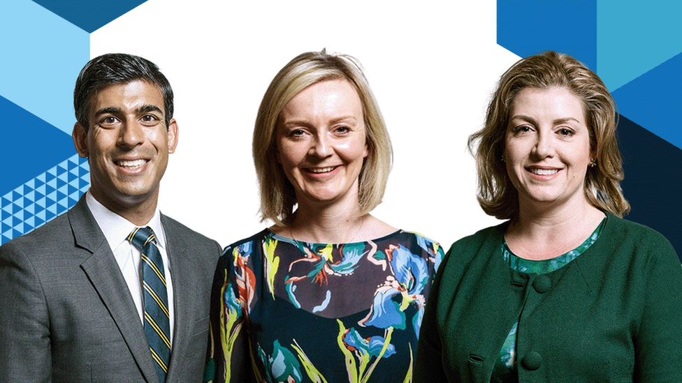 Rishi Sunak, Liz Truss and Penny Mordaunt