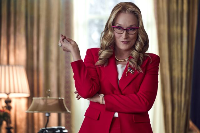 Meryl Streep em cena do filme 'Não Olhe Para Cima'