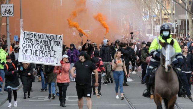 Manifestantes en Melbourne.