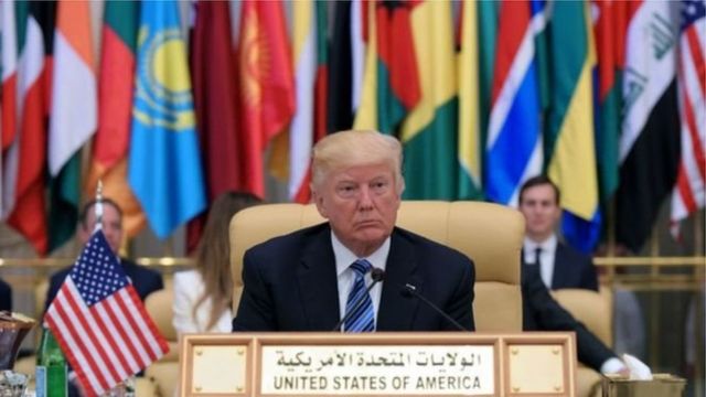 President Trump at the Arab Islamic American Summit in Riyadh in 2017