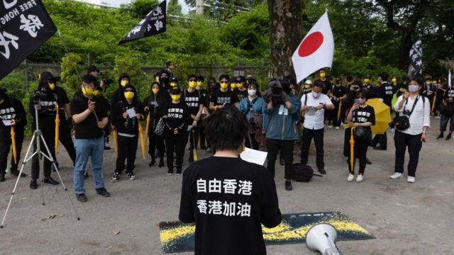 日本东京街头一群声援香港示威者集会（12/6/2022）