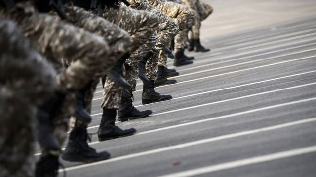 File photo showing members of the Saudi security forces march during a military parade in Mecca on 17 September 2015