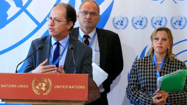 Pablo de Greiff, Christof Heyns na Maya Sahli-Fadel Geneva. 27 September 2016