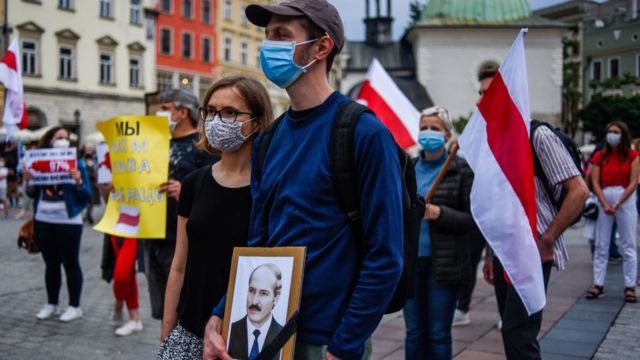 Protesta in Polonia contro Lukashenka