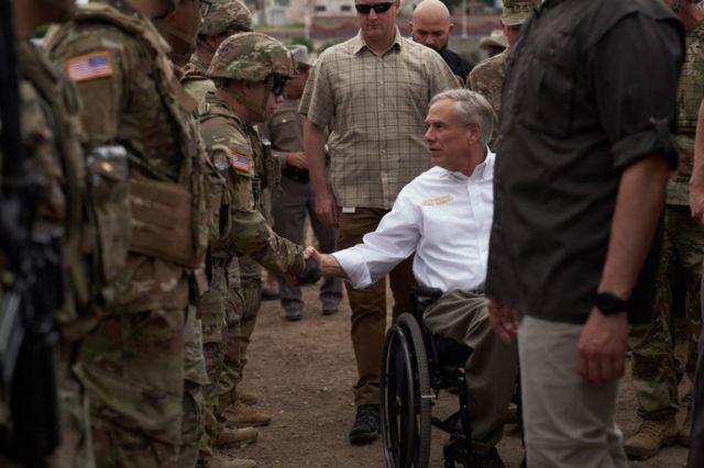 Texas Governor Greg Abbott in Eagle Pass on May 23, 2022.