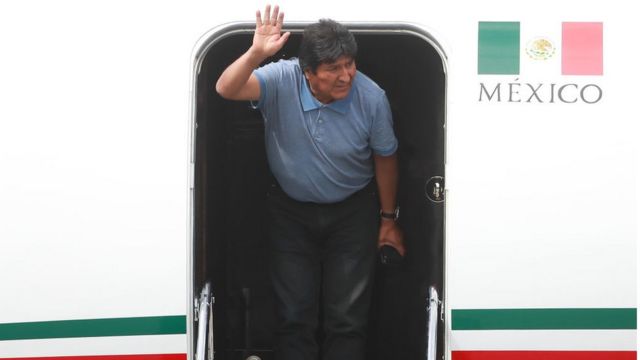 Evo Morales a su llegada a Ciudad de México