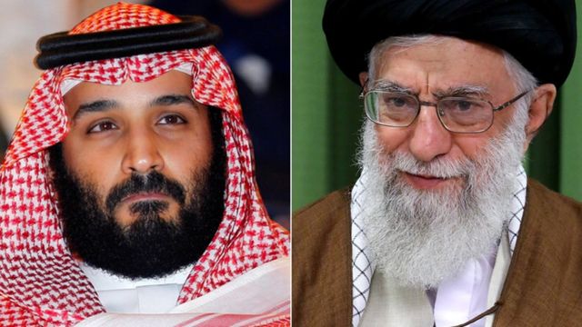 Mohammed bin Salman and Ayatollah Ali Khamenei