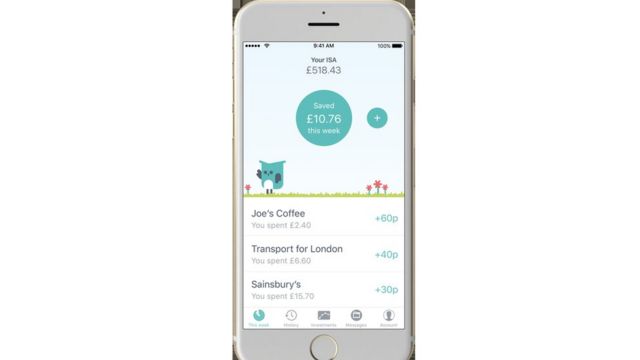 Celular con la app Moneybox