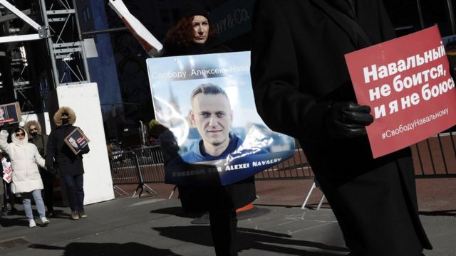 Акция протеста сторонников Навального проходила и в Нью-Йорке