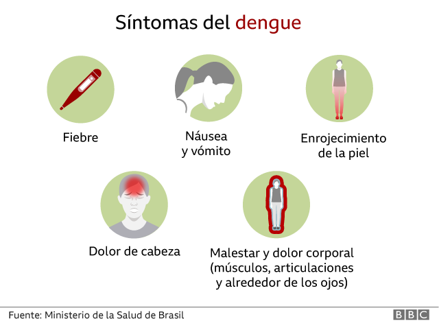 Gráfico que muestra los síntomas del dengue