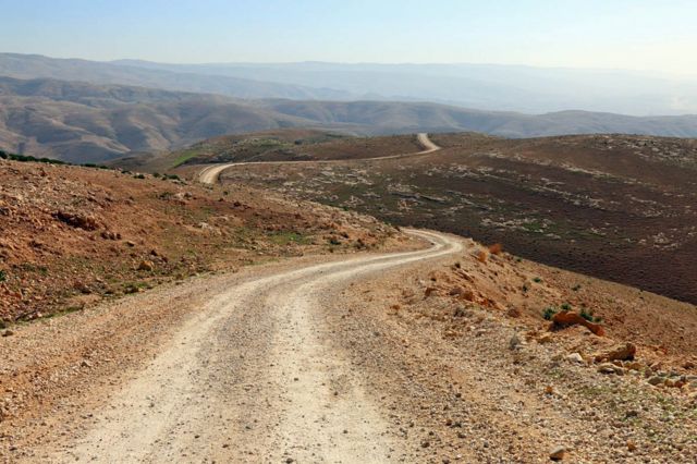 An inadvertent detour from the main tarmac road between Amman, Jordan, and the Dead Sea