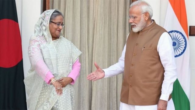 দিল্লিতে শেখ হাসিনা ও নরেন্দ্র মোদী। ৫ অক্টোবর, ২০১৯