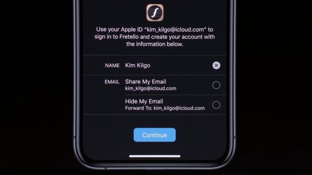 Apple's new sign in includes an email address hiding function