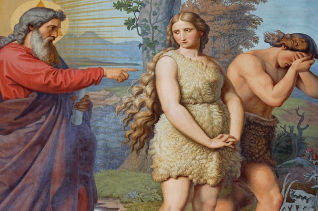 Un cuadro de Dios expulsando a Adán y Eva del Edén