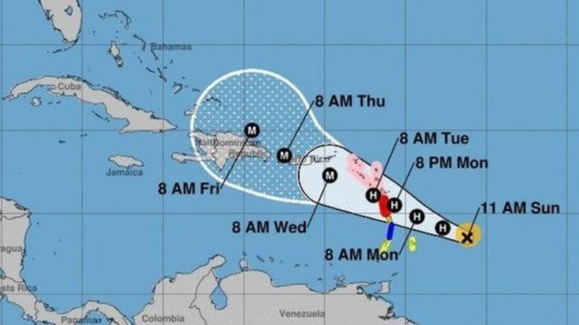 Траектория урагана "Мария"
