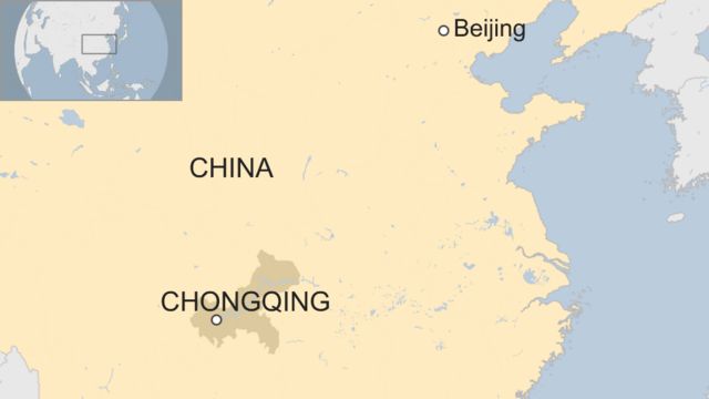Map showing location of Chongqing
