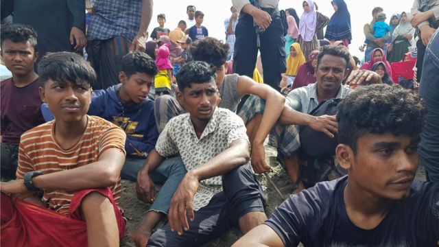 Rohingyas recién llegados a Indonesia.