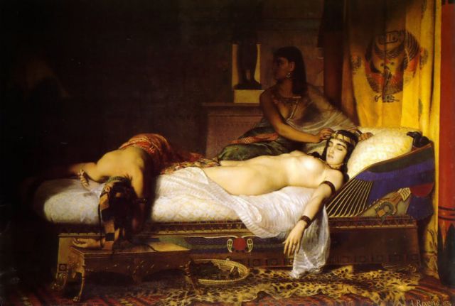 Morte de Cleópatra retratada pelo pintor Jean-André Rixens, no século 19