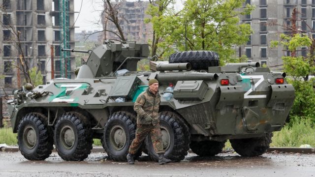 A Russian troops carrier