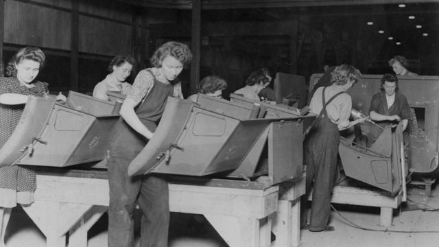 Women working at the Ford Motor Company during World War II.