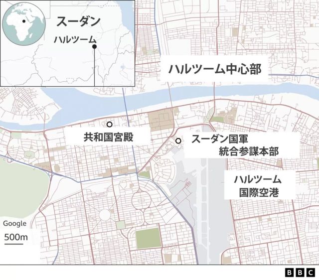 スーダンの首都ハルツームの地図