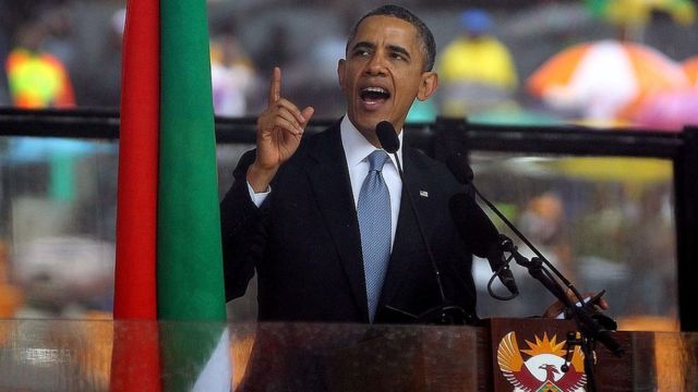 Obama habla en la ceremonia por la muerte Nelson mandela en 2013