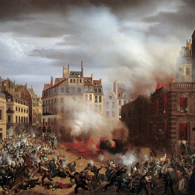 Chateau d'Eau thuộc Cung điện Hoàng gia (Palais-Royal) ở Paris bị đốt cháy năm 1848,