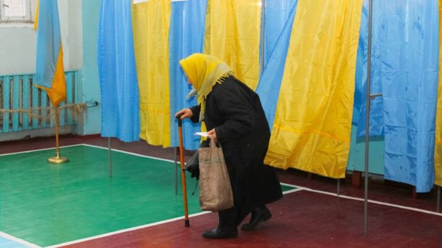 Grandmother at the polling station