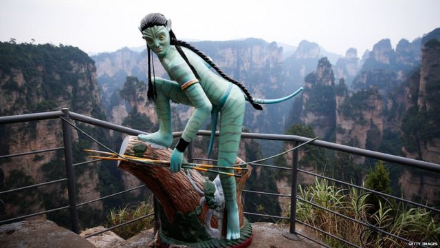 An Avatar statue is seen at the Tianzi Mountain 1 September 2013