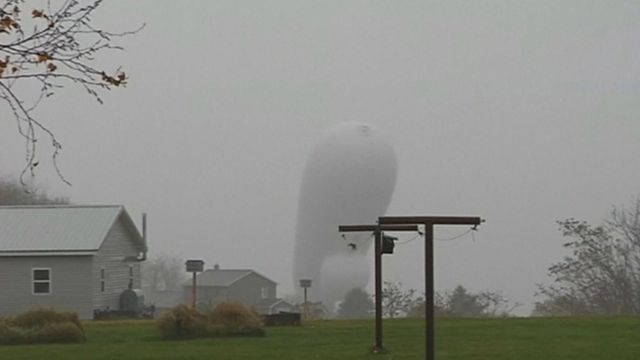 The blimp coming down in Pennsylvania on 28 October 2015