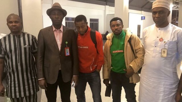 Abia Uchenna ati Eboh Chinedu pẹlawọn to wa pade wọn ni papakọ ofurufu