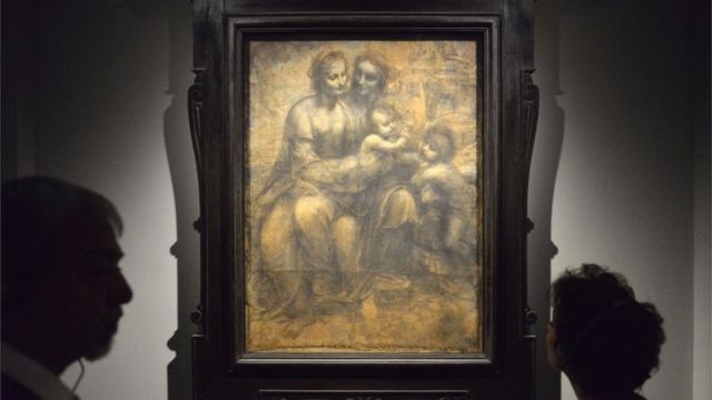 英国伦敦国立画廊中的达芬奇作品“圣母子和施洗约翰”(photo:BBC)