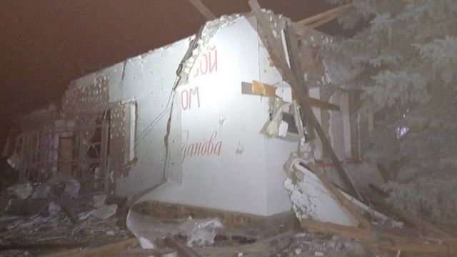 A hotel in the town of Kadiivka, Luhansk region, was hit by Ukrainian forces