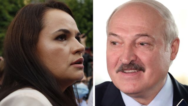Svetlana Tikhanovskaya and Alexander Lukashenko vote in the Belarus election