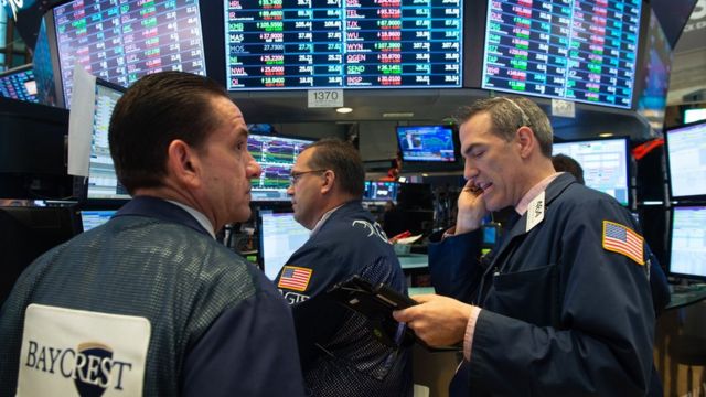 Agentes de bolsa en Wall Street, Nueva York