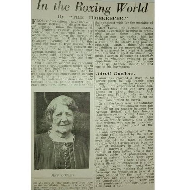 Ma Copley's success as a boxing promoter was headline news