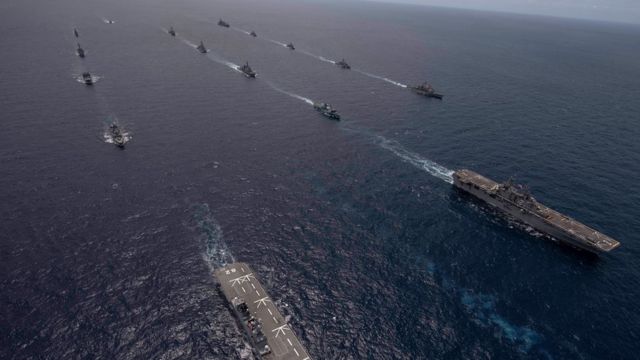 參與2020年環太平洋軍演的多國艦艇