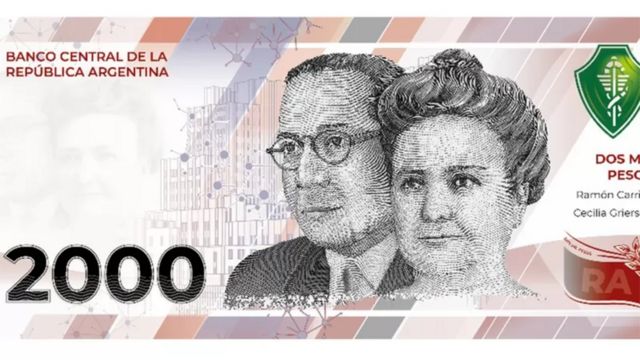 El nuevo billete de2.000 pesos argentinos