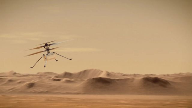 火星上空的直升机图片（Image credit: Nasa/JPL）(photo:BBC)