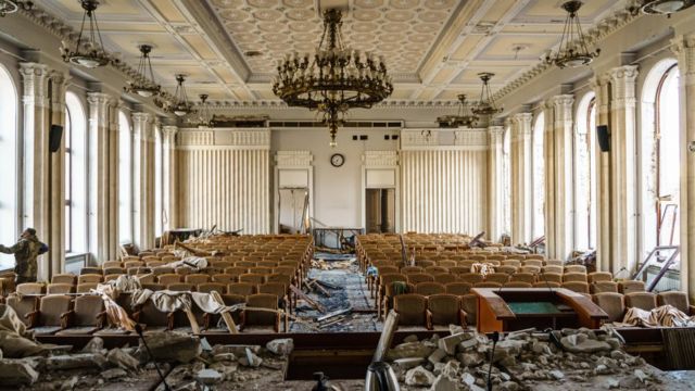 Destroyed building of the Kharkiv regional administration