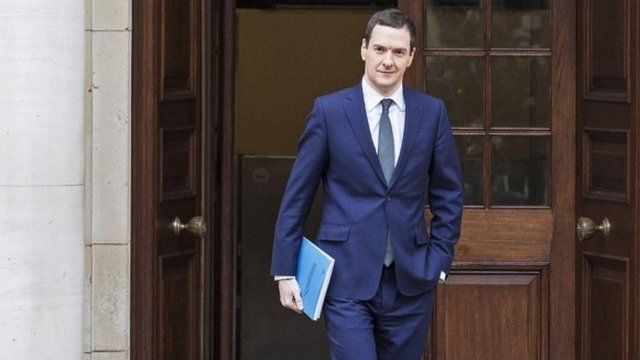 Chancellor George Osborne leaves the Treasury for the House of Commons
