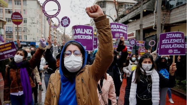 متظاهرات في أنقرة 20 مارس 2021