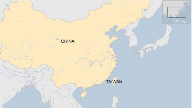 Mapa mostra China e Taiwan
