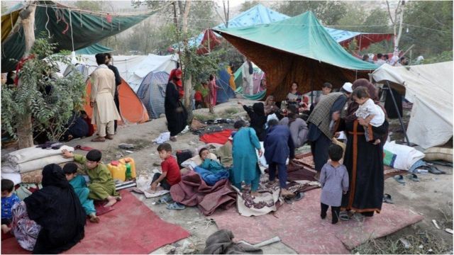 Many families who fled to Kabul live in makeshift camps.